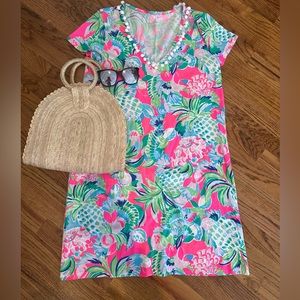 EUC Lilly Pulitzer dress with Pom Pom trim - size large